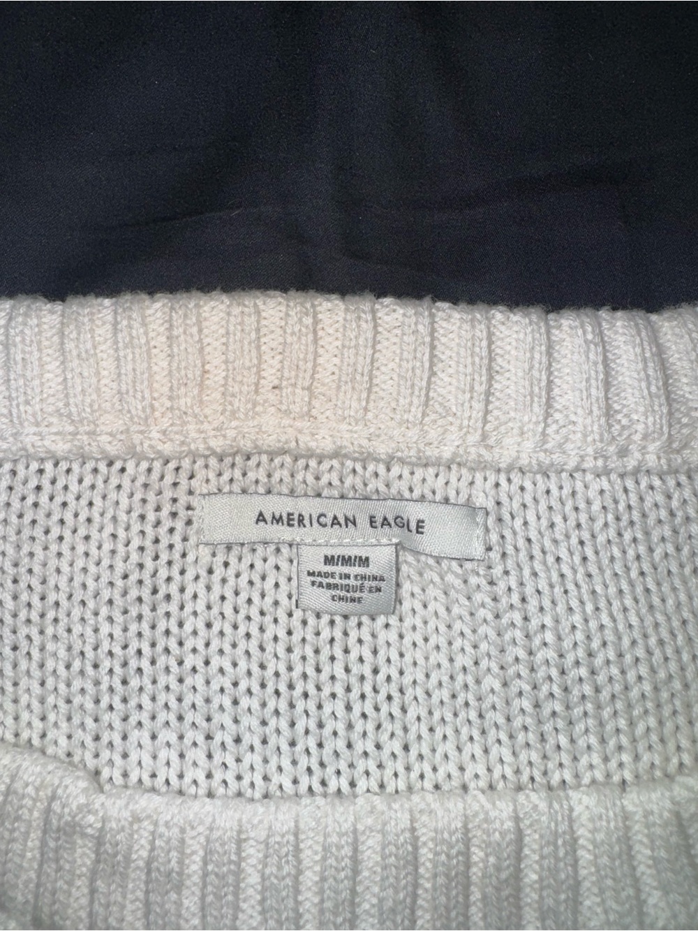 American Eagle Outfitters Crochet Square Knit Sweater - Cream, Rust & Navy - Picture 3 of 3